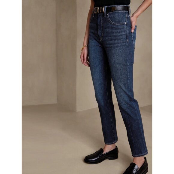 Banana Repubic | NWT 35 Premium Denim High Rise Slim Ankle Jeans Dark Wash 40 - Picture 1 of 9